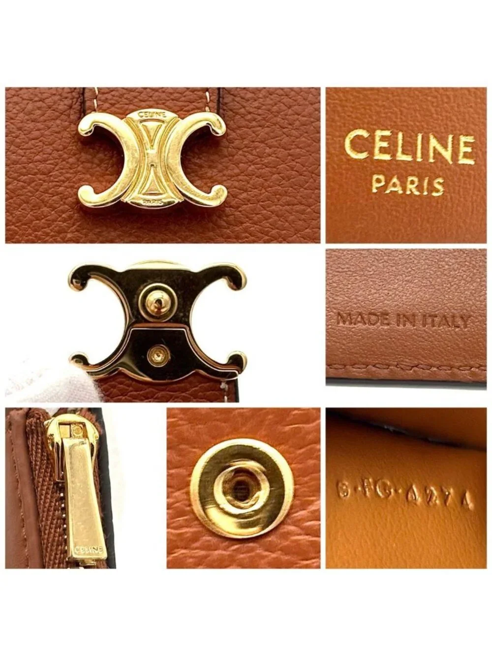 Celine Wallet Fine Strap Triomphe Brown